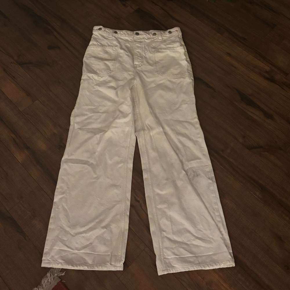 Cream Wide-Leg Pants